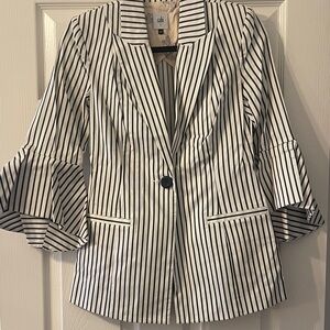 Cabi Striped Navy and White Women's Blazer